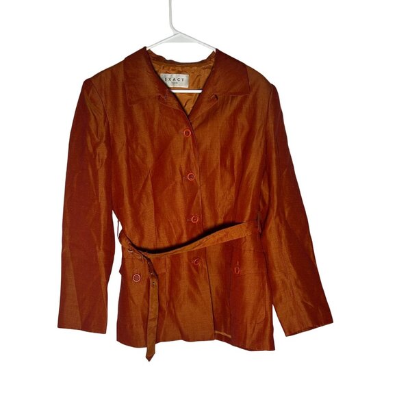 Vintage Exact Linen Blend Orange Belted Blazer Jacket EU46 USL - Picture 1 of 5